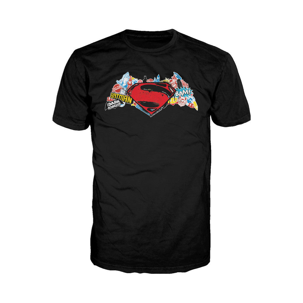 DC Batman V Superman Logo Stencil Official Men's T-shirt Black - Urban Species