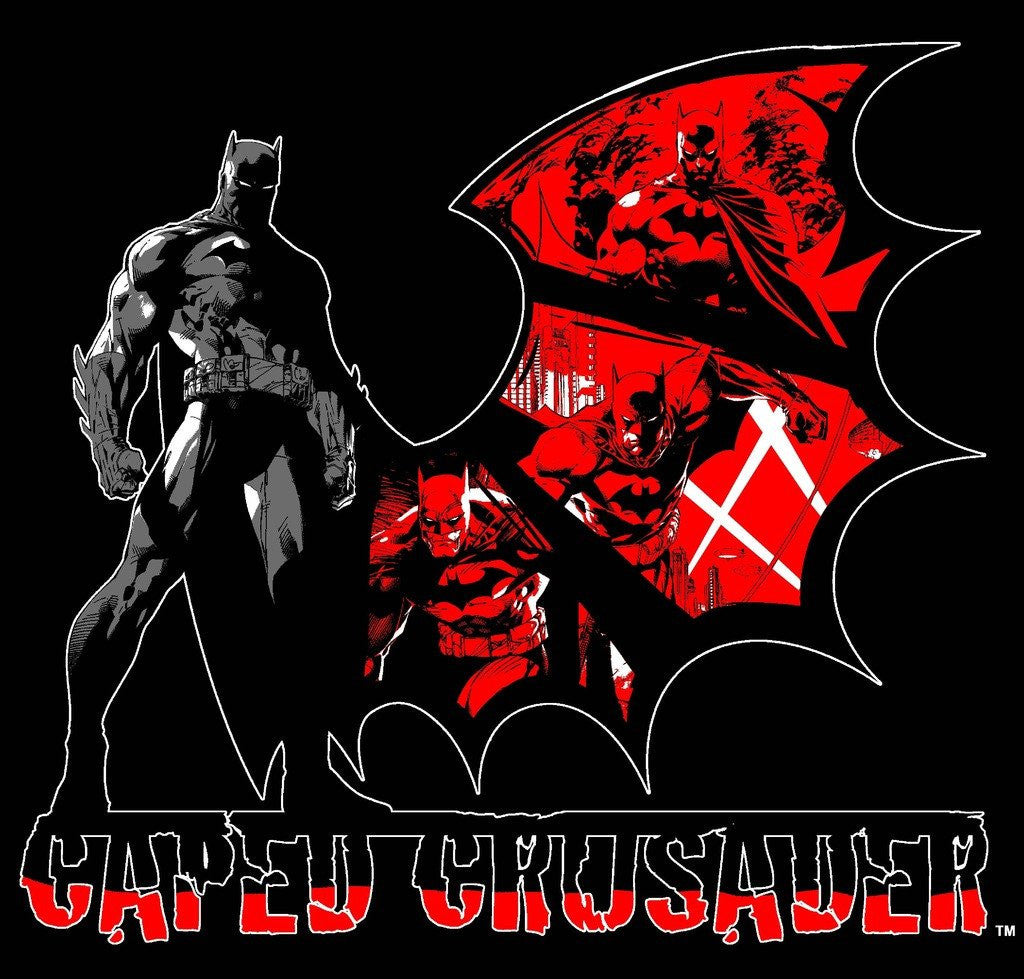 DC Comics Batman Crusader Official Men's T-shirt Black - Urban Species Design Close Up