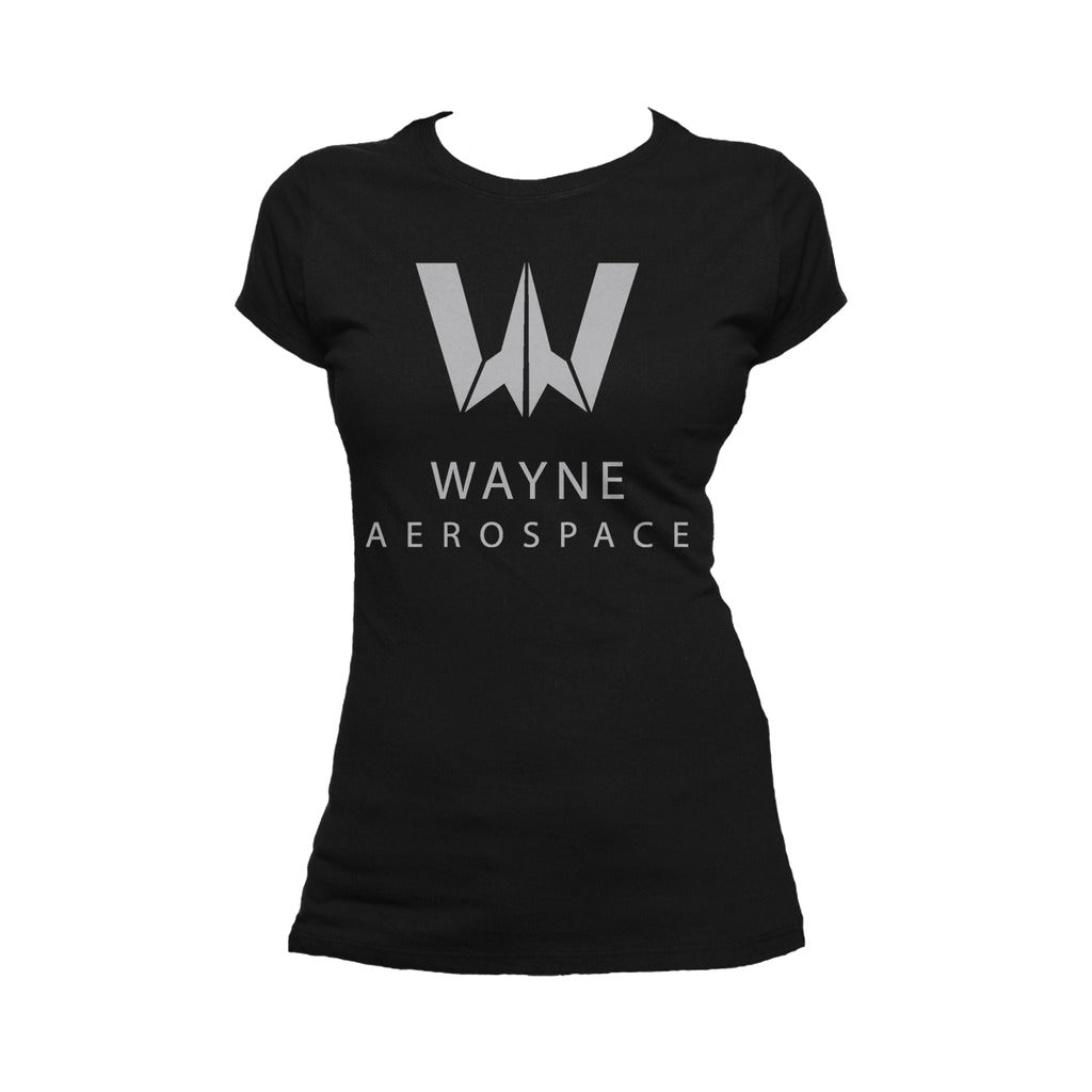 DC Justice League Wayne Aerospace Official Women's T-shirt (Black) - Urban Species Ladies Short Sleeved T-Shirt