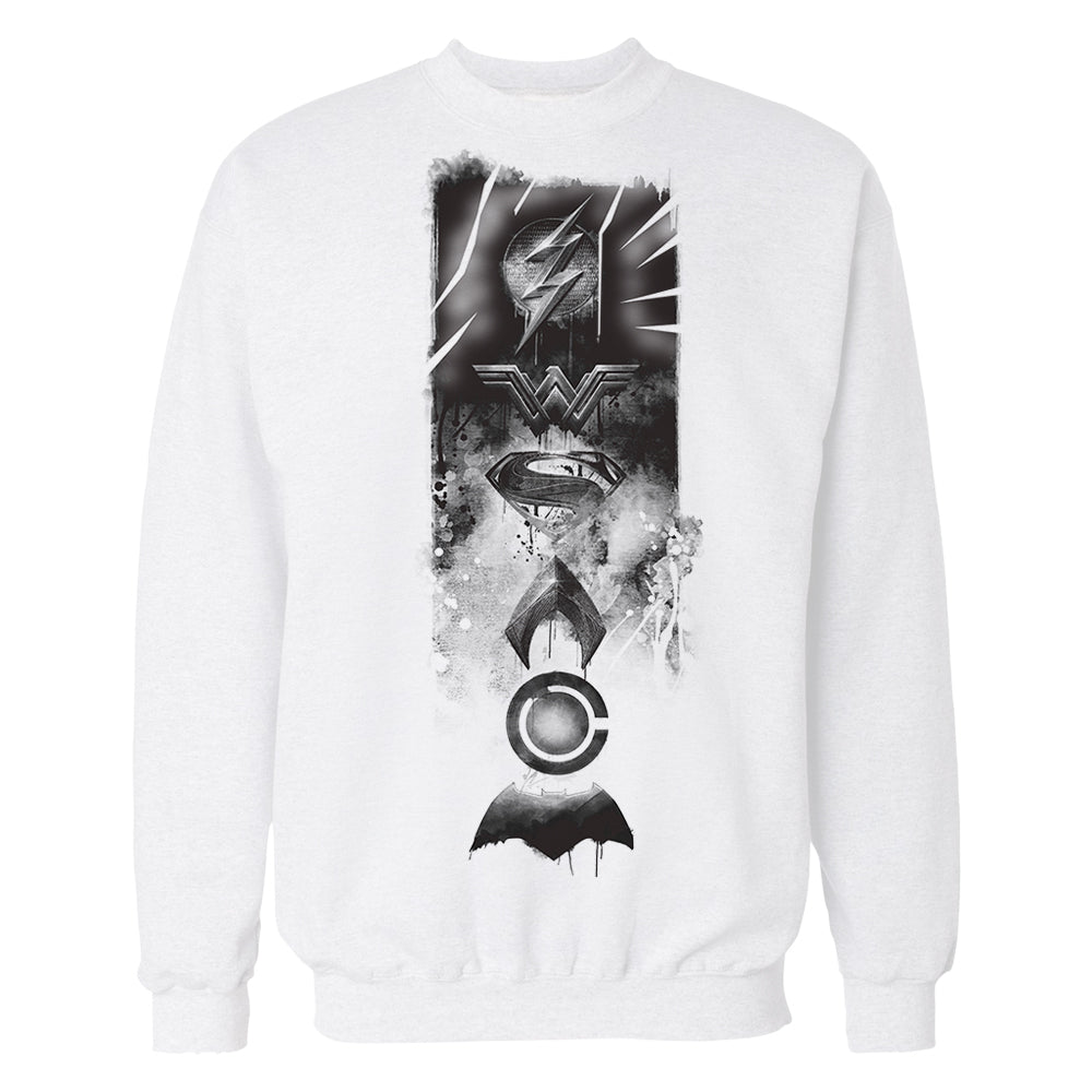 DC Justice League Logo Grunge Official Sweatshirt (White) - Urban Species Sweatshirt