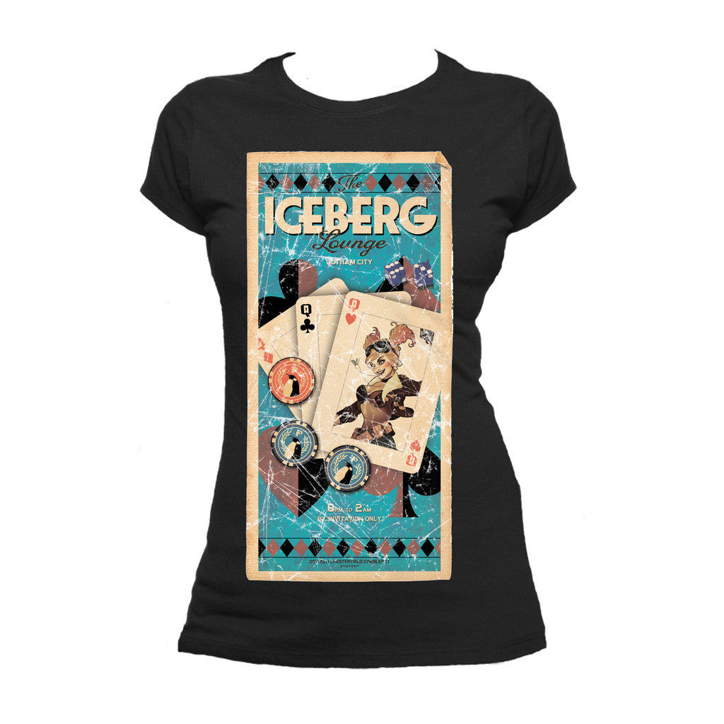 DC Comics Bombshells Harley Quinn Poster Iceberg Club Official Women's T-shirt Black - Urban Species