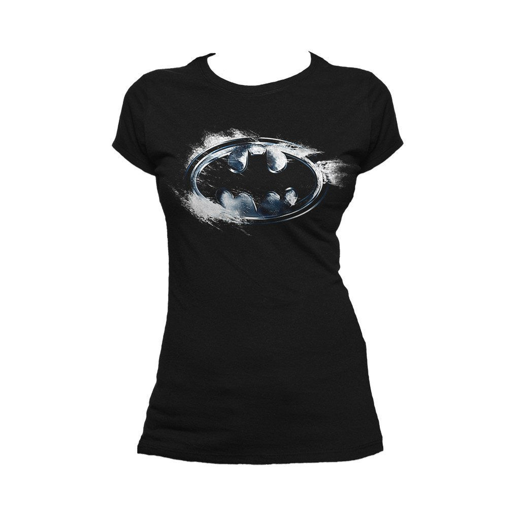 DC Comics Batman Logo Burst Official Women's T-shirt Black - Urban Species