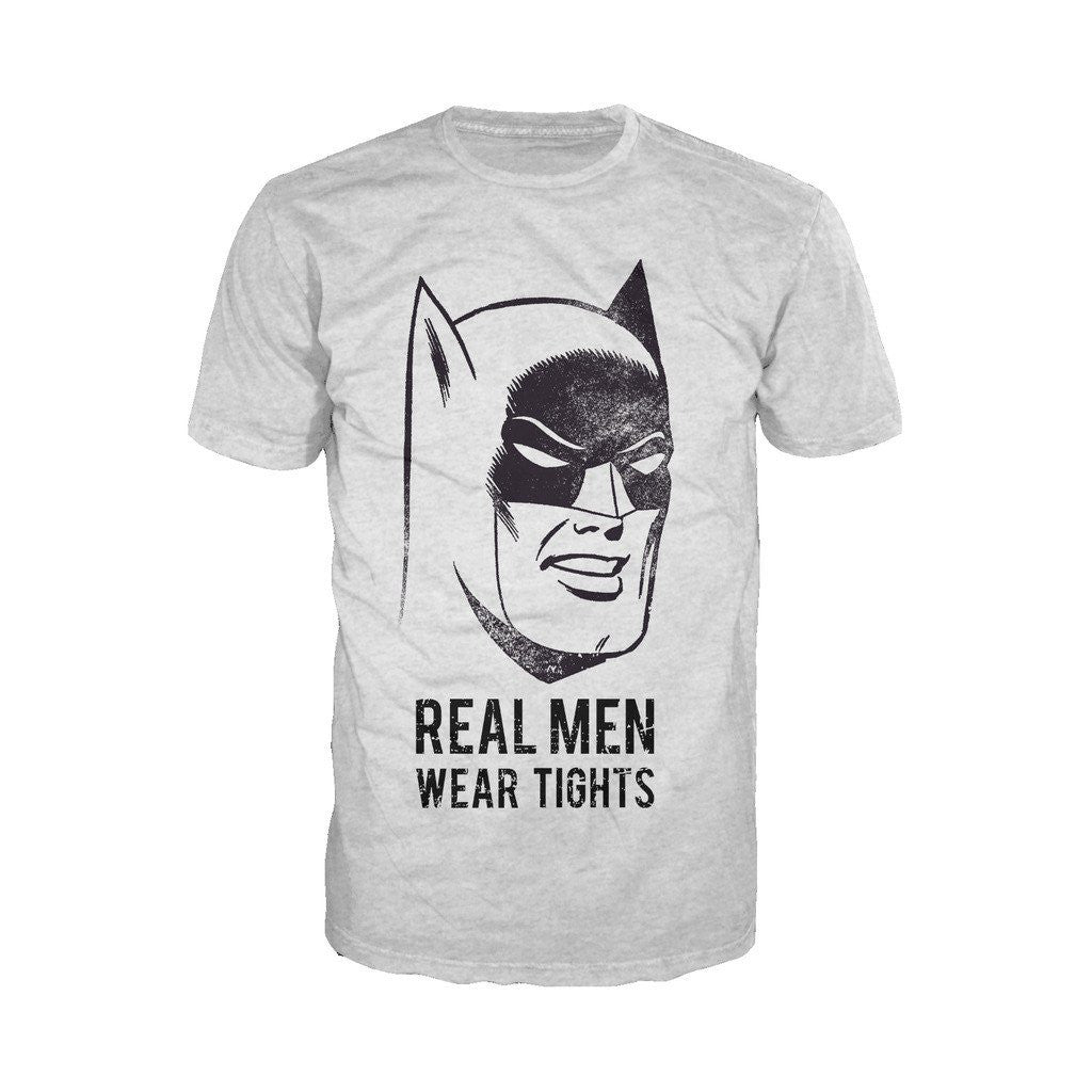 DC Comics Batman Text Real Men Tights Official Men's T-shirt Sports Grey - Urban Species