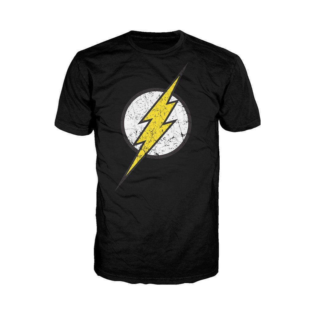 DC Comics Flash Modern Distressed Logo Official Men's T-shirt (Black) - Urban Species Mens Short Sleeved T-Shirt
