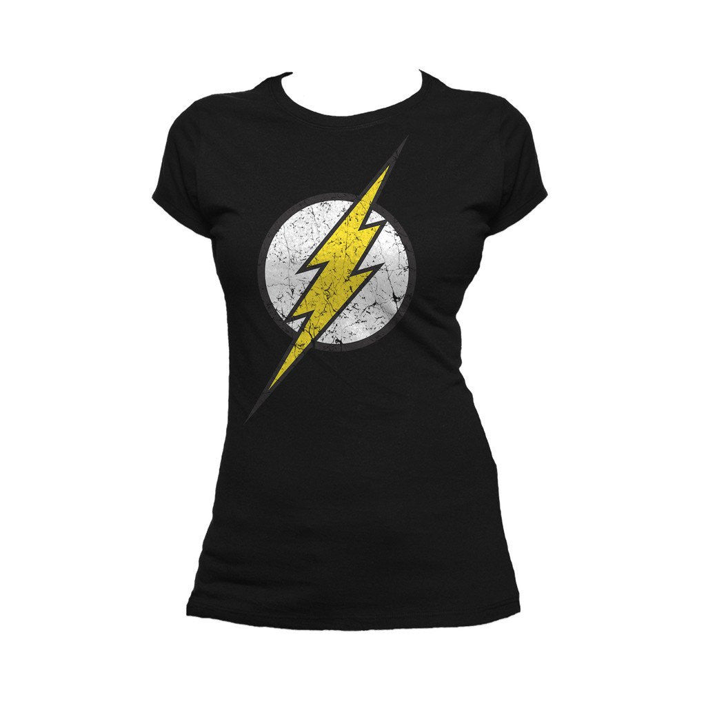 DC Comics Flash Modern Distressed Logo Official Women s T shirt