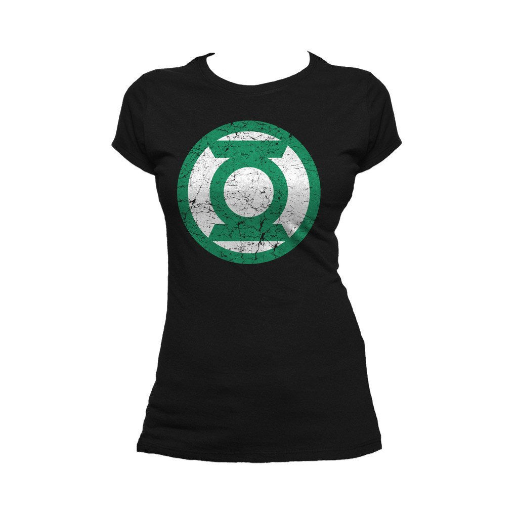DC Comics Green Lantern Distressed Logo Official Women's T-shirt Black - Urban Species