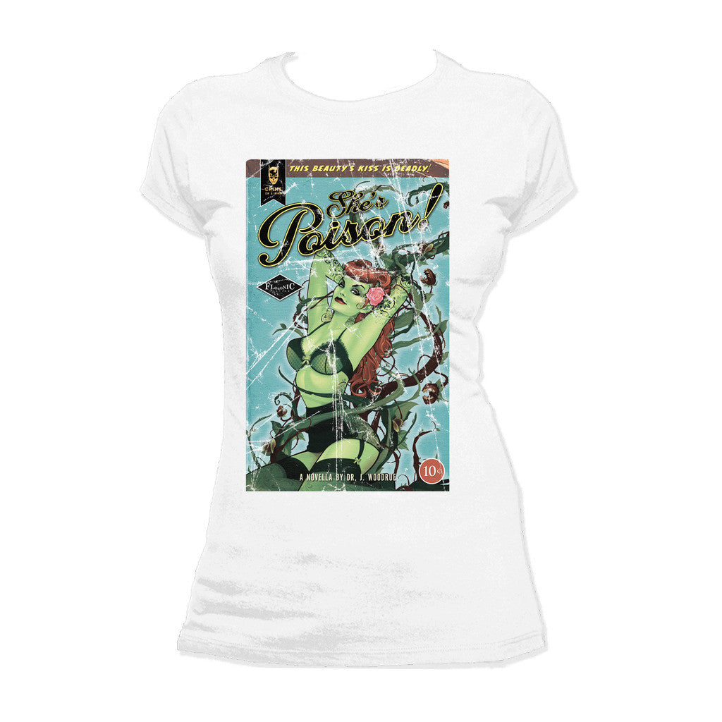 DC Comics Bombshells Poison Ivy Cover Poison Official Women's T-shirt White - Urban Species