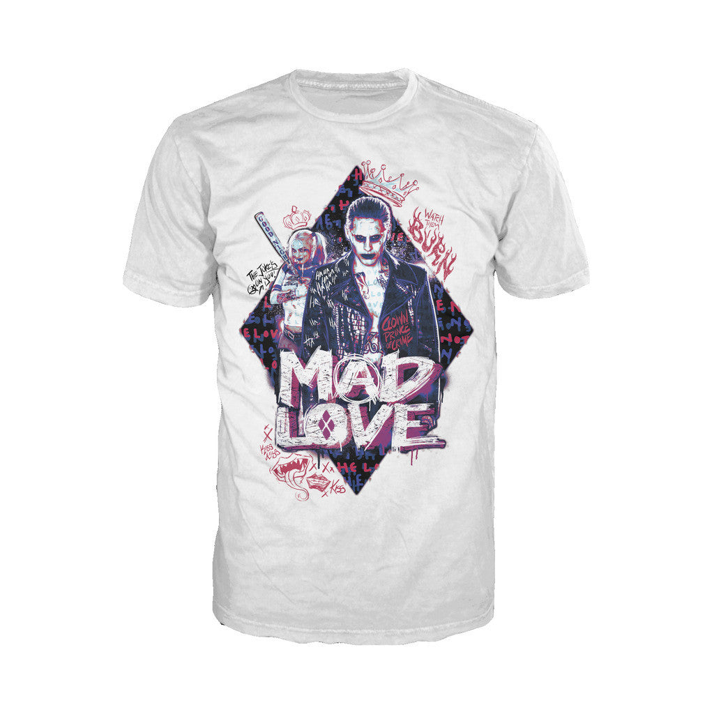 DC Suicide Squad Joker-Harley Quinn Mad Love Official Men's T-shirt (White) - Urban Species Mens Short Sleeved T-Shirt