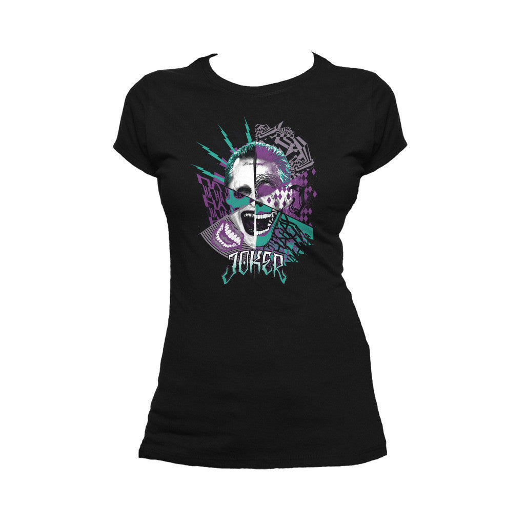 DC Suicide Squad Joker Logo Official Women's T-shirt (Black) - Urban Species Ladies Short Sleeved T-Shirt