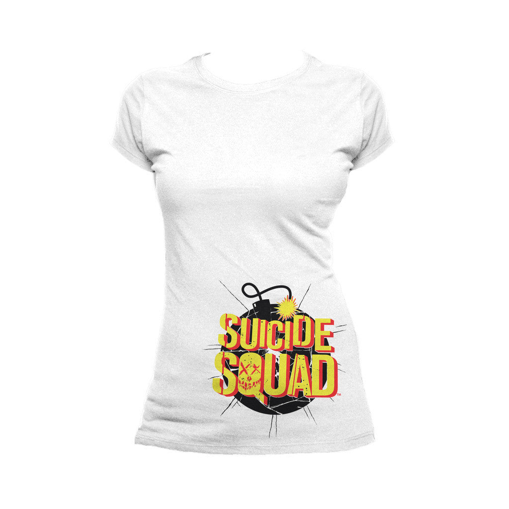 DC Suicide Squad Logo Bomb Official Women's T-shirt (White) - Urban Species Ladies Short Sleeved T-Shirt
