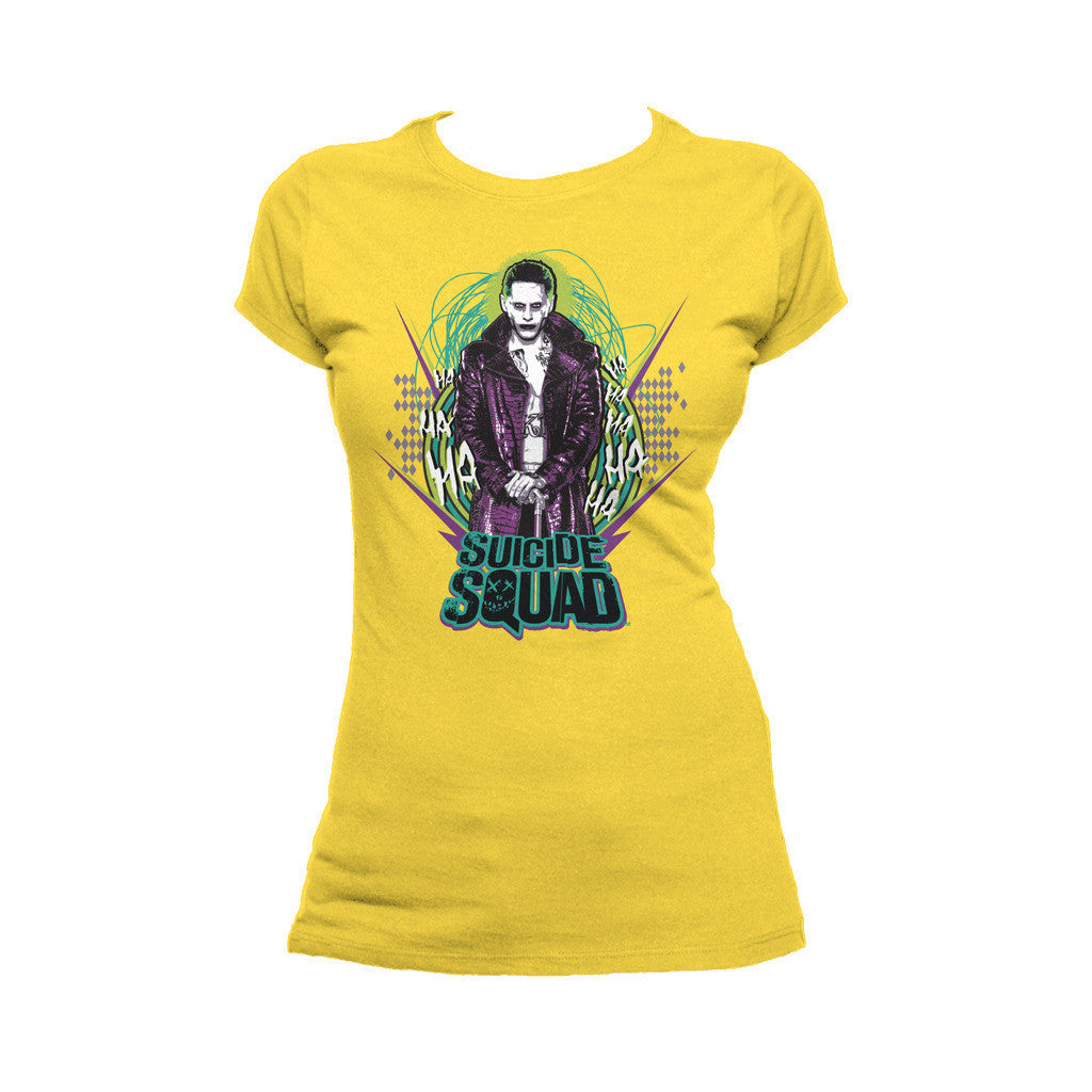 DC Suicide Squad Logo Joker Official Women's T-shirt (Yellow) - Urban Species Ladies Short Sleeved T-Shirt