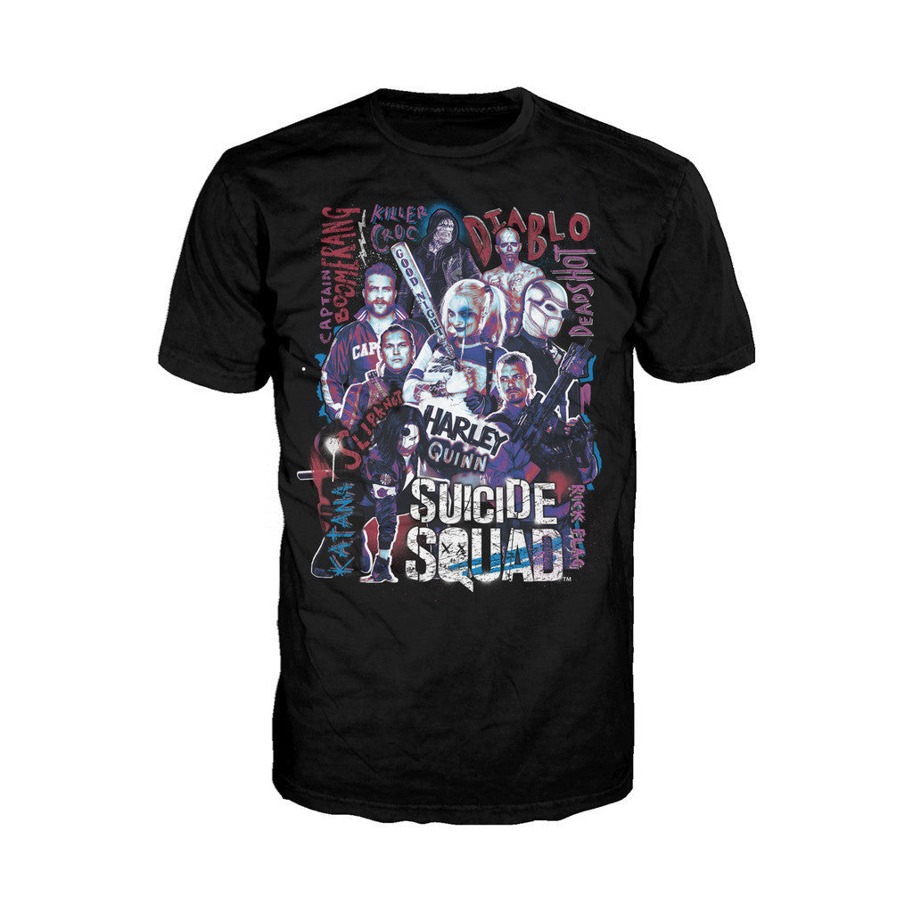 DC Suicide Squad Collage Official Men's T-shirt (Black) - Urban Species Mens Short Sleeved T-Shirt