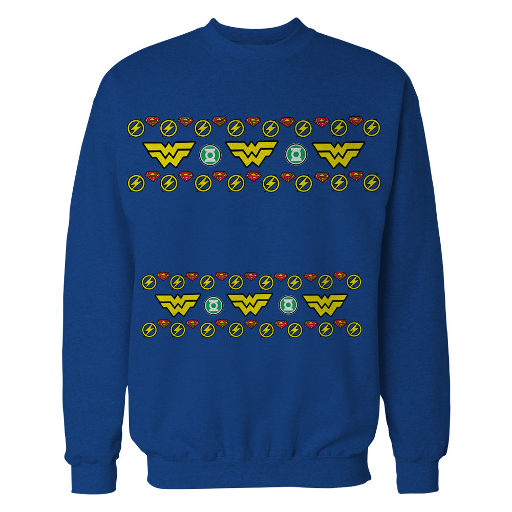 DC Comics Justice League Wonder Woman Xmas Pattern Tube Official Sweatshirt Blue - Urban Species