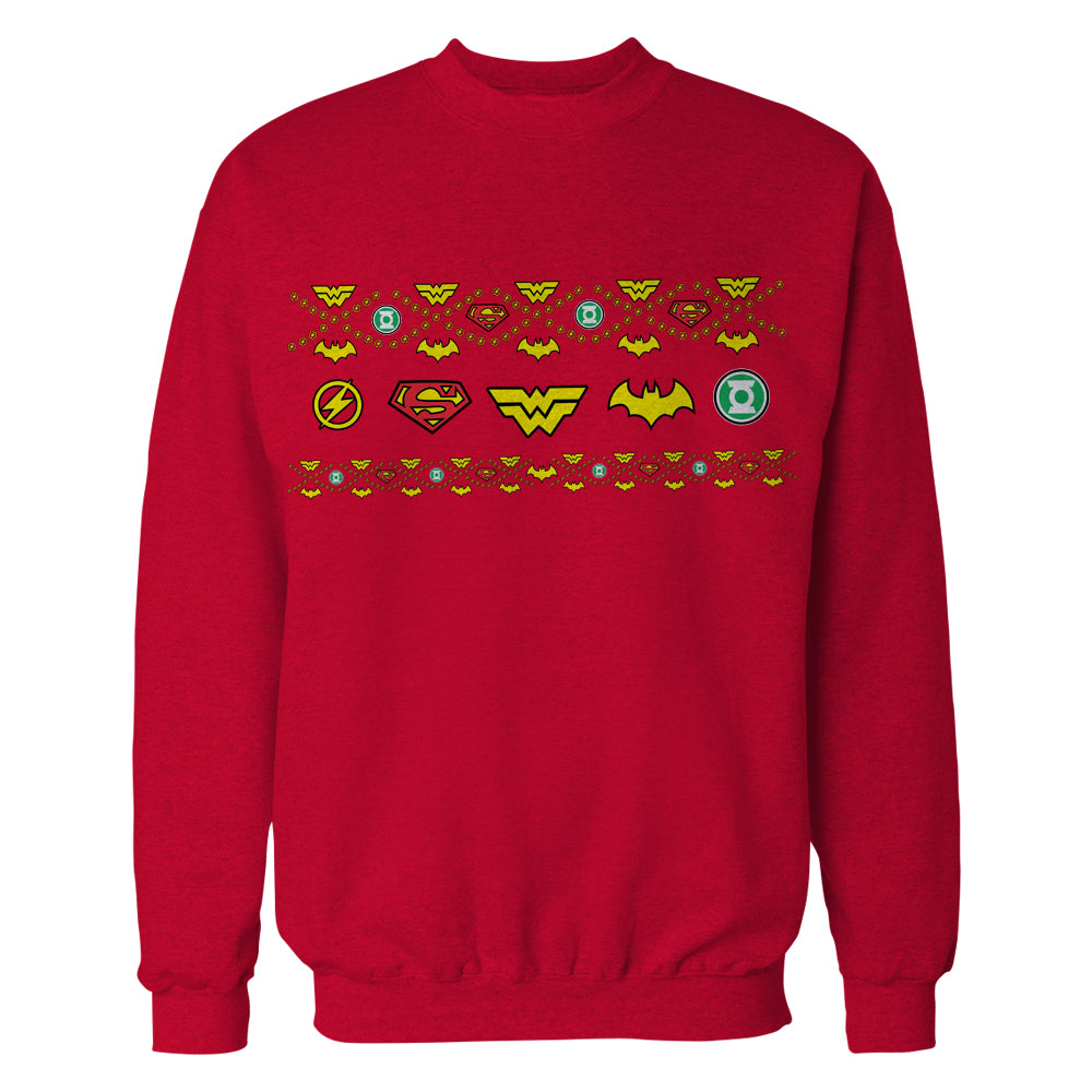 DC Comics Justice League Xmas Pattern Tube Official Sweatshirt Red - Urban Species