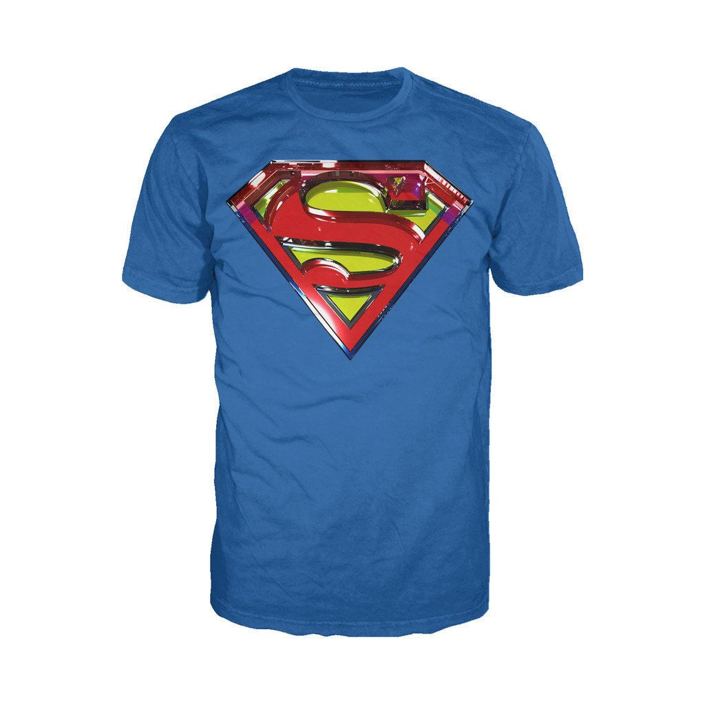 DC Comics Superman Logo Glass Official Men's T-shirt (Blue) - Urban Species
