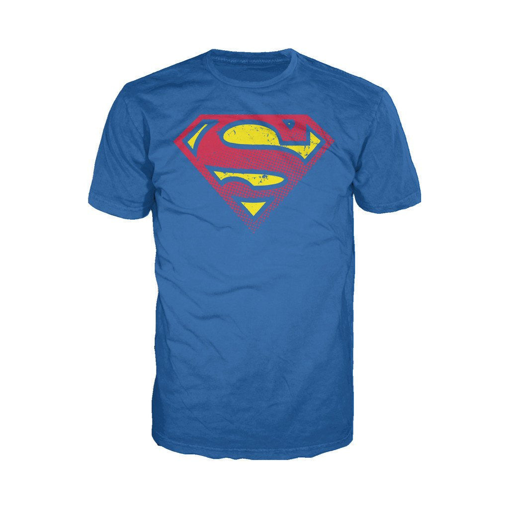 DC Comics Superman Logo Halftone Official Men's T-shirt (Royal Blue) - Urban Species Mens Short Sleeved T-Shirt