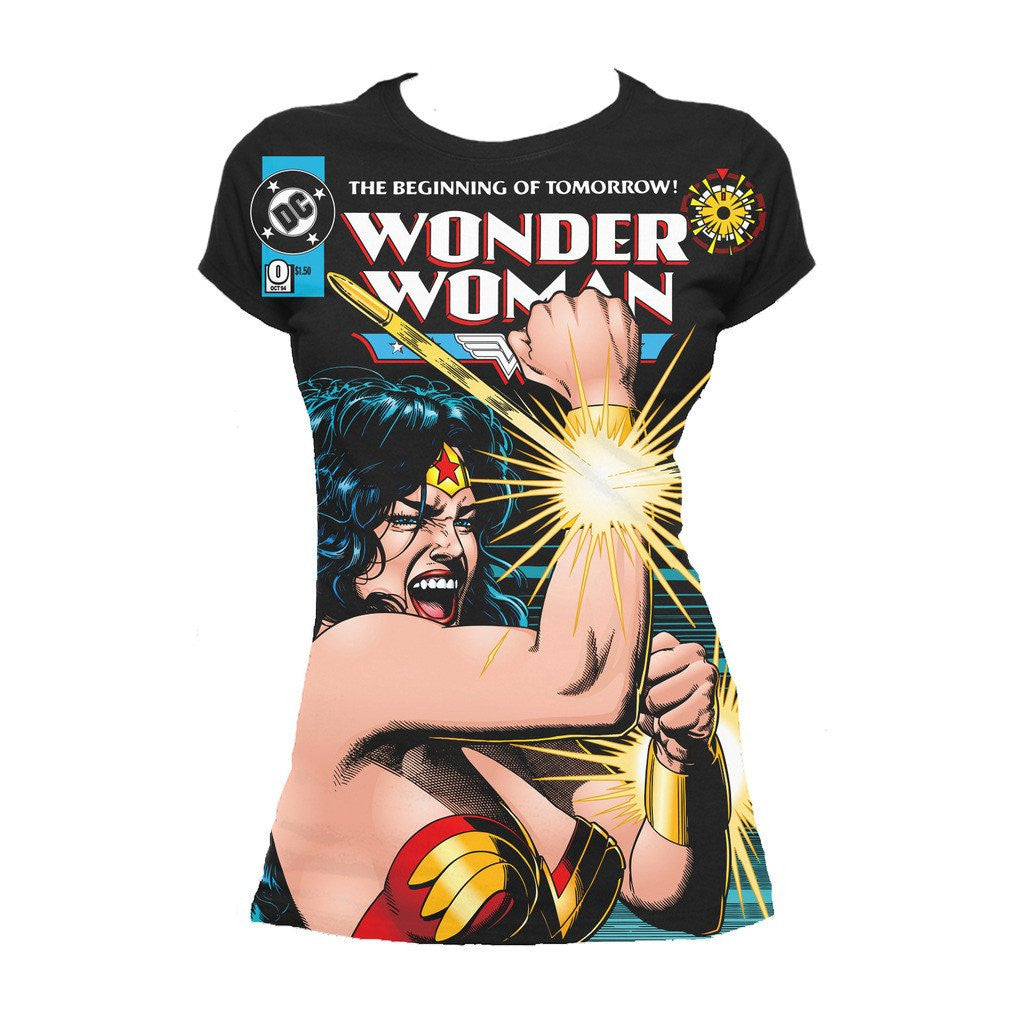 DC Comics Wonder Woman Cover #0 Official Women's T-shirt (All Over Print) - Urban Species Ladies Short Sleeved T-Shirt