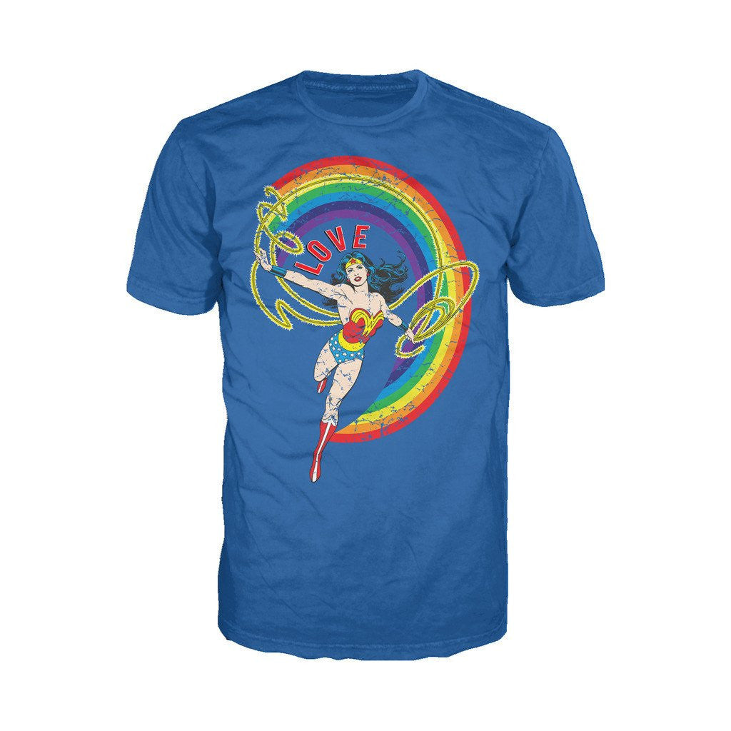 DC Comics Wonder Woman Rainbow Love Official Men's T-shirt (Royal Blue) - Urban Species Mens Short Sleeved T-Shirt