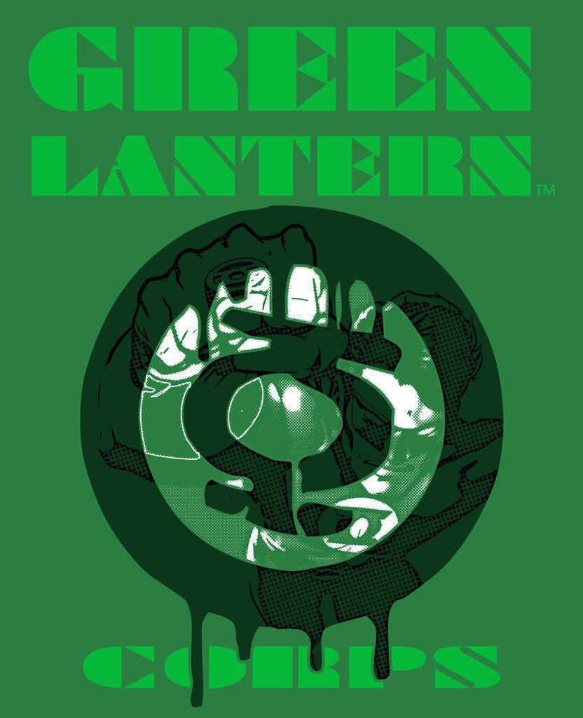 DC Comics Green Lantern Corps Graff Official Men's T-shirt Green - Urban Species Design Close Up