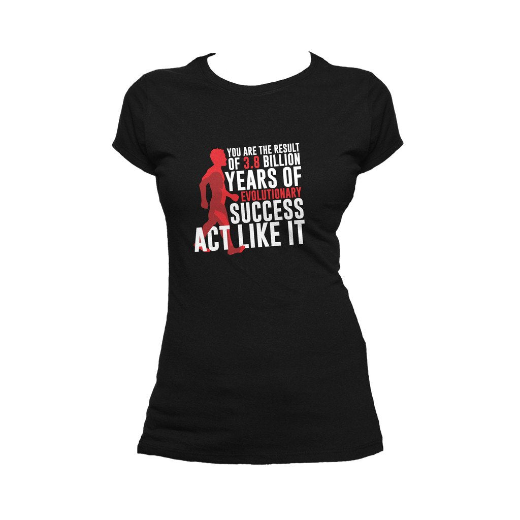 I Love Science Evolutionary Success Official Women's T-shirt (Black) - Urban Species Ladies Short Sleeved T-Shirt