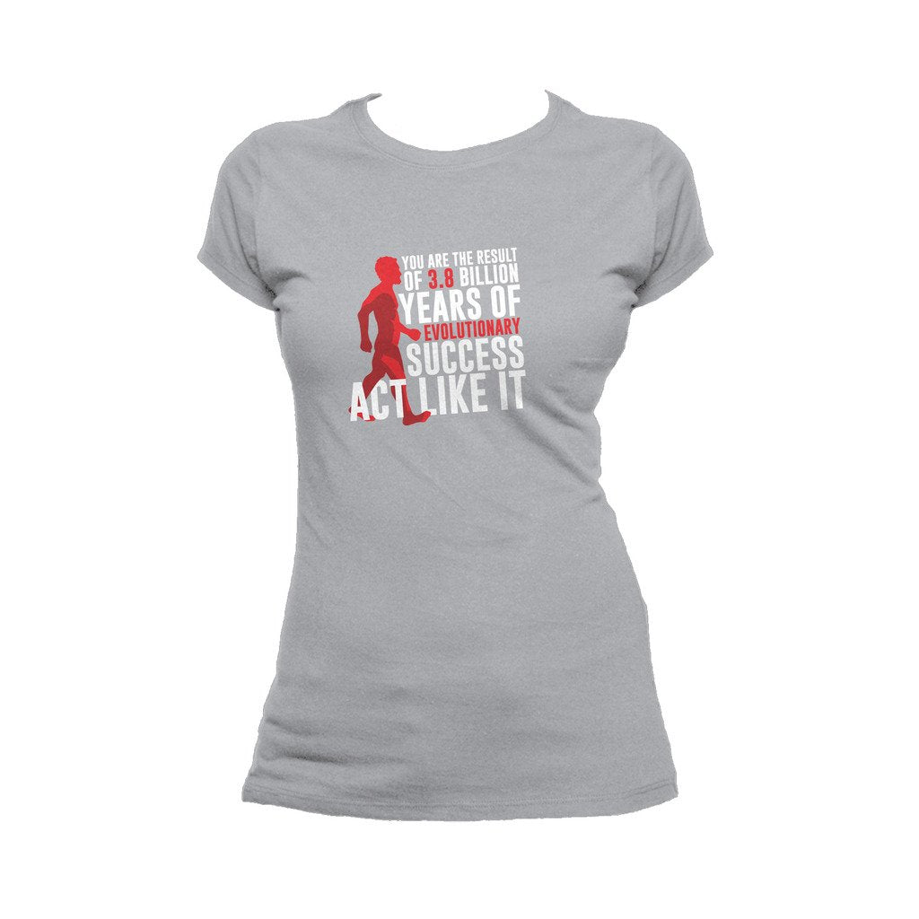 I Love Science Evolutionary Success Official Women's T-shirt (Heather Grey) - Urban Species Ladies Short Sleeved T-Shirt