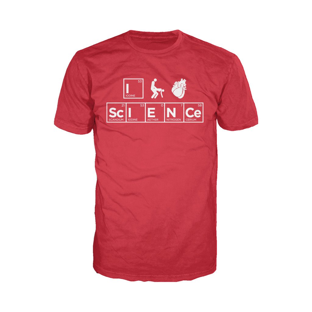 I Love Science I (Stick Figure Anatomical Heart) Science Official Men's T-shirt (Red) - Urban Species Mens Short Sleeved T-Shirt