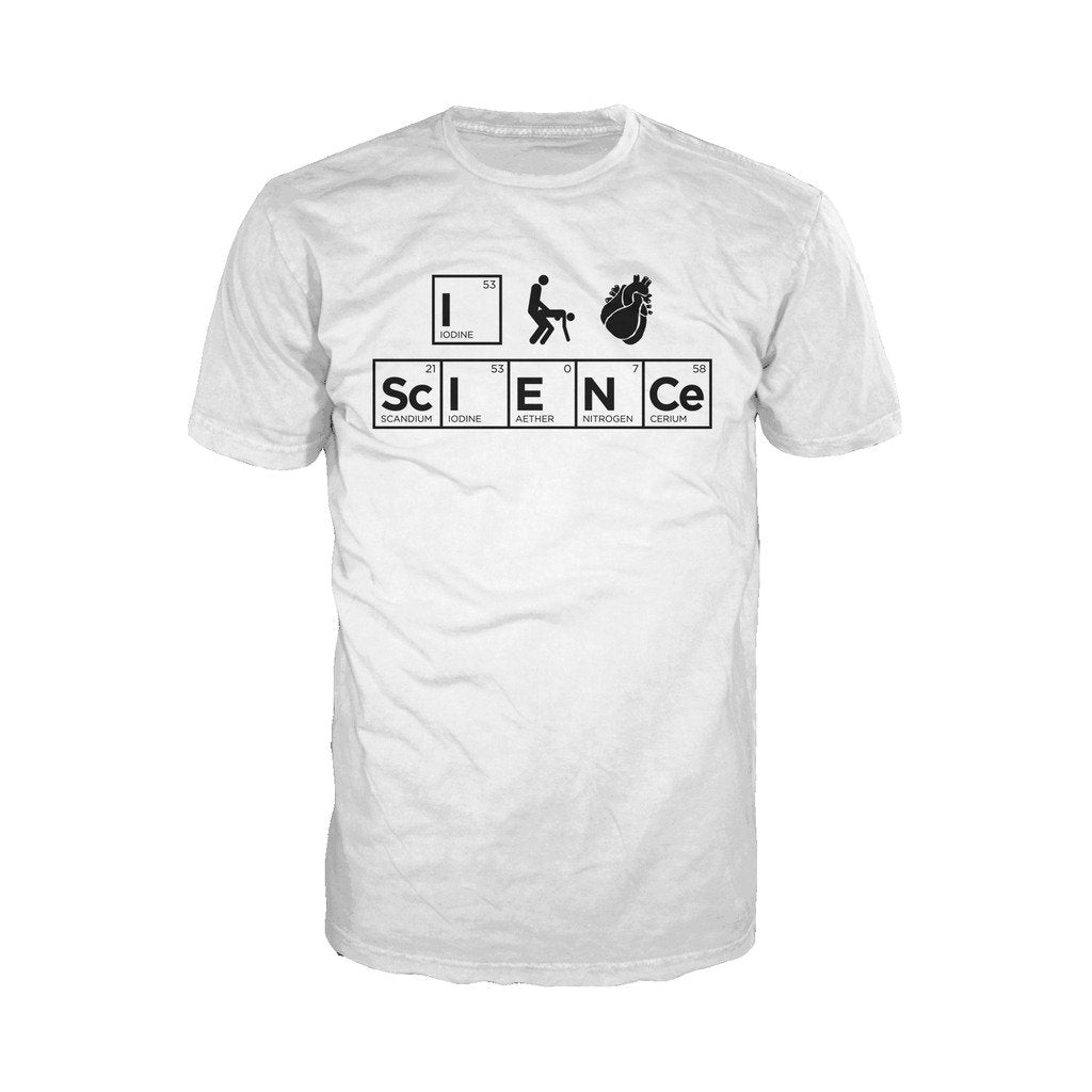 I Love Science I (Stick Figure Anatomical Heart) Science Official Men's T-shirt (White) - Urban Species Mens Short Sleeved T-Shirt