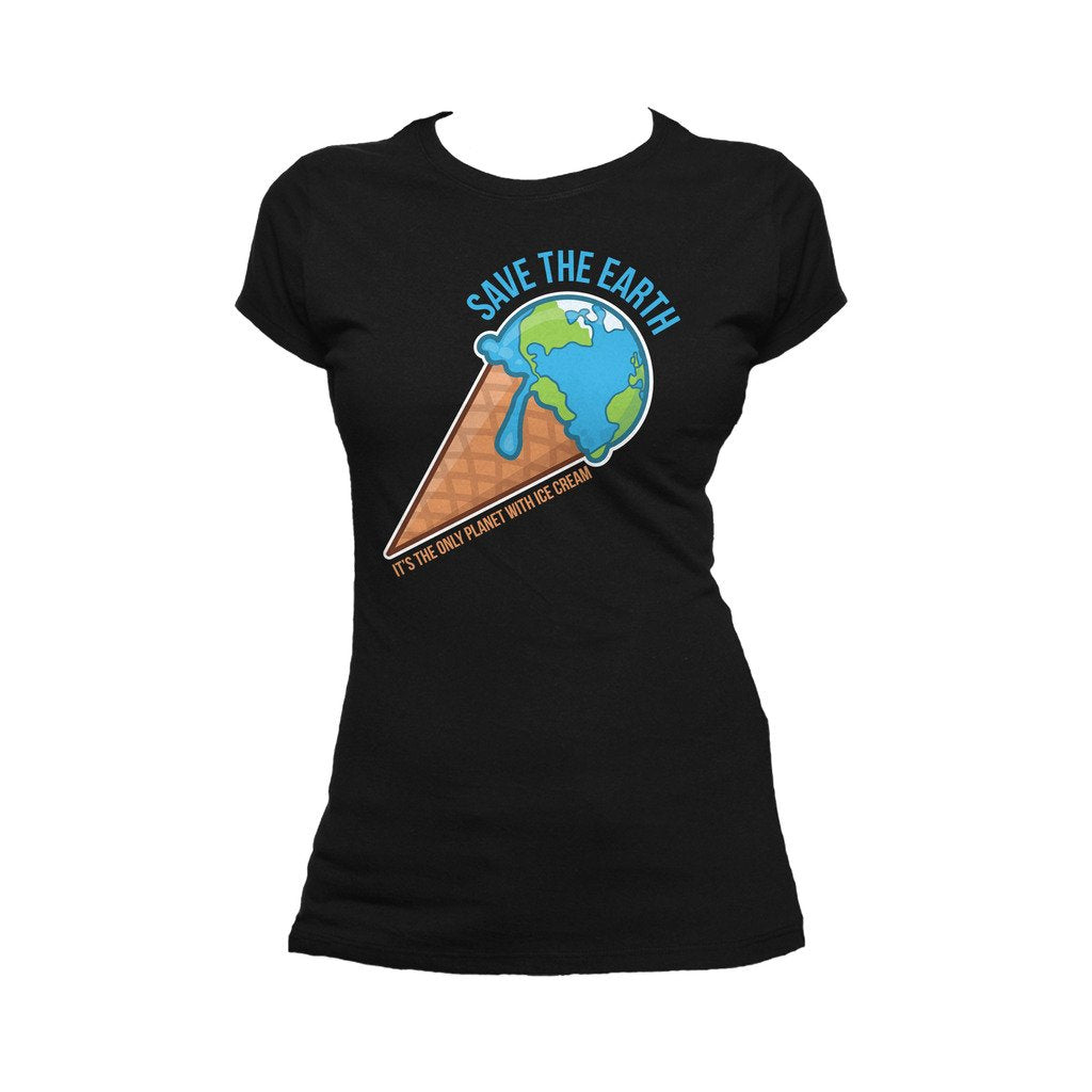 I Love Science Ice Cream Official Women's T-shirt (Black) - Urban Species Ladies Short Sleeved T-Shirt
