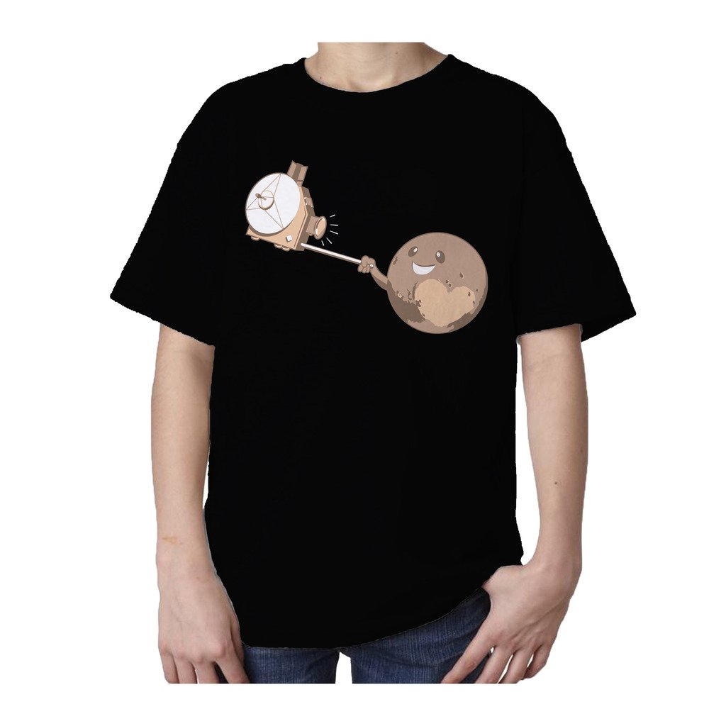 I Love Science Pluto Selfie Official Kid's T-shirt (Black) - Urban Species Kids Short Sleeved T-Shirt