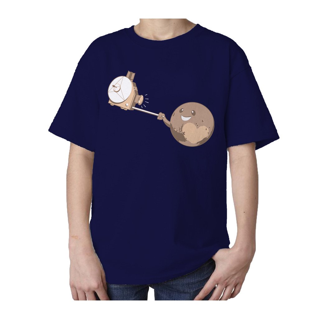 I Love Science Pluto Selfie Official Kid's T-shirt (Navy) - Urban Species Kids Short Sleeved T-Shirt