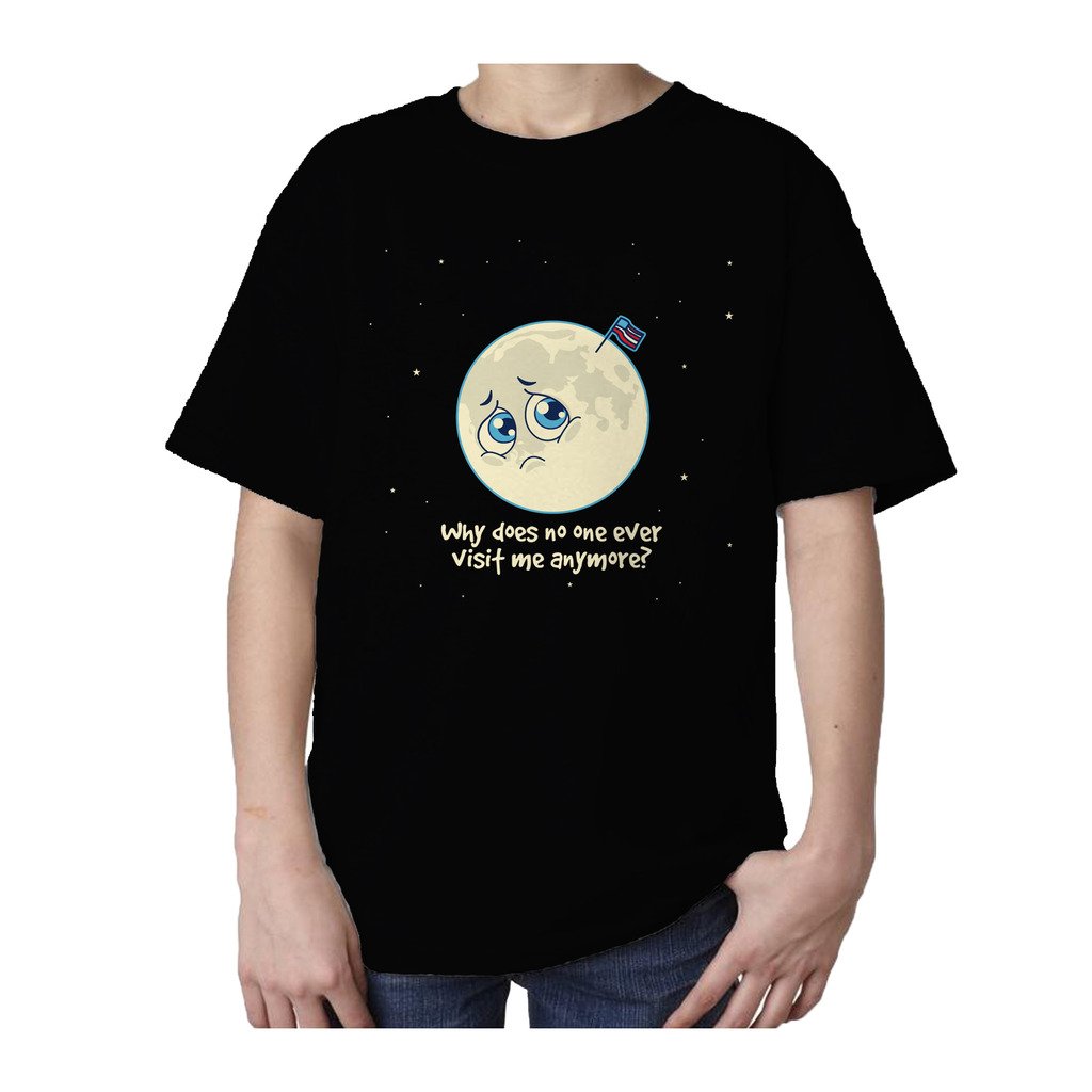 I Love Science Sad Moon Official Kid's T-shirt (Black) - Urban Species Kids Short Sleeved T-Shirt
