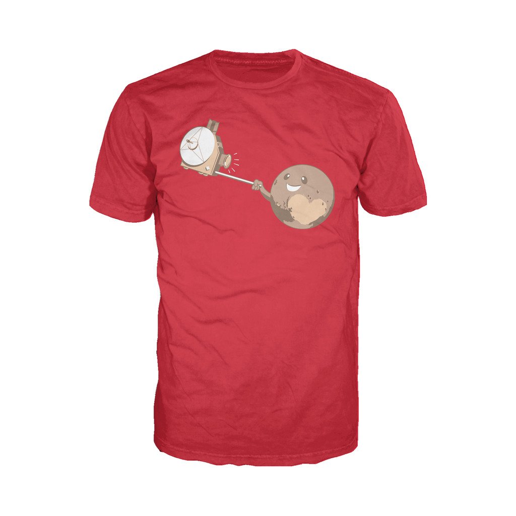 I Love Science Pluto Selfie Official Men's T-shirt (Red) - Urban Species Mens Short Sleeved T-Shirt