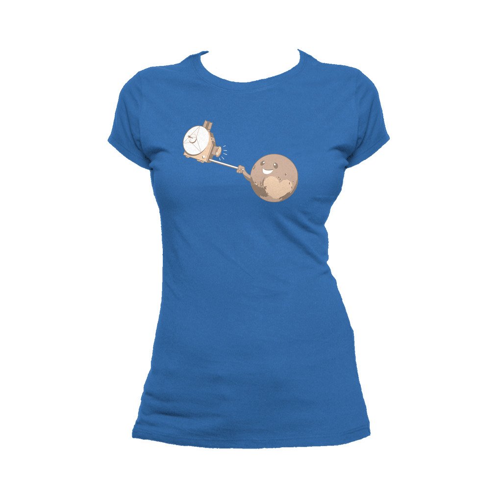 I Love Science Pluto Selfie Official Women's T-shirt (Royal Blue) - Urban Species Ladies Short Sleeved T-Shirt
