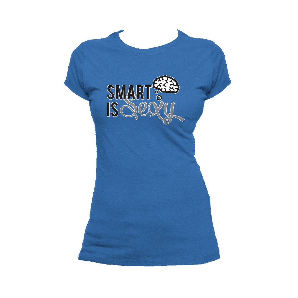 I Love Science Smart Is Sexy Official Women's T-shirt (Royal Blue) - Urban Species Ladies Short Sleeved T-Shirt