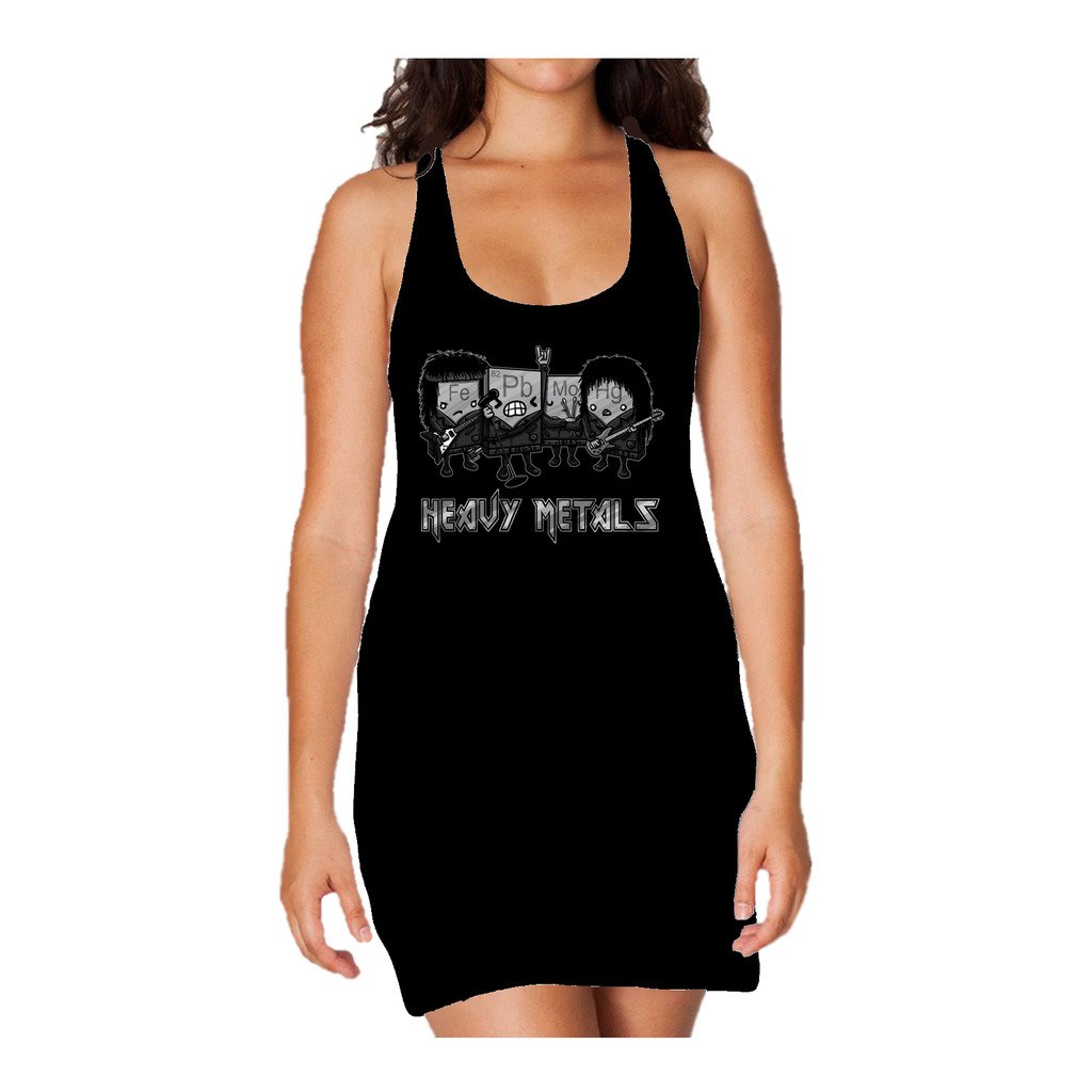 I Love Science Heavy Metals Women's Long Tank Dress (Black) - Urban Species Ladies Long Tank Dress
