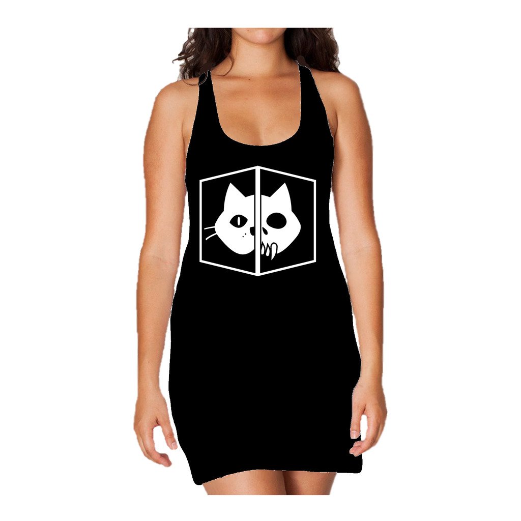 I Love Science Schrodinger's Cat Official Women's Long Tank Dress (Black) - Urban Species Ladies Long Tank Dress