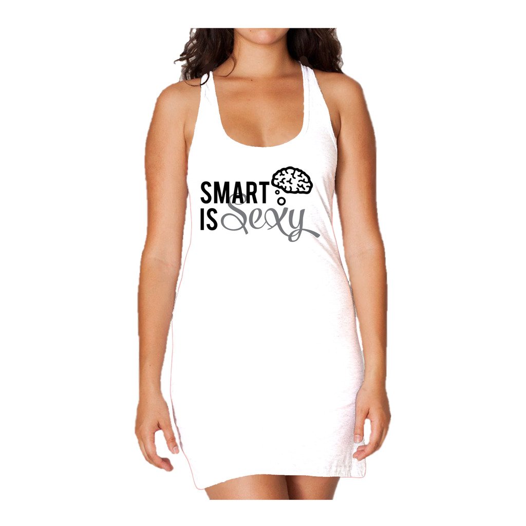 I Love Science Smart Is Sexy Official Women's Long Tank Dress (White) - Urban Species Ladies Long Tank Dress