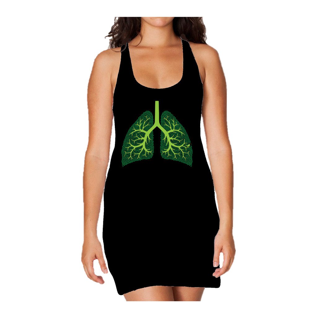 I Love Science Trees Are The Lungs Of Earth Official Women's Long Tank Dress (Black) - Urban Species Ladies Long Tank Dress