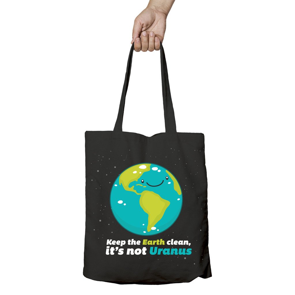I Love Science Keep the Earth Clean It's Not Uranus Official Tote Bag (Black) - Urban Species N/A Tote bag
