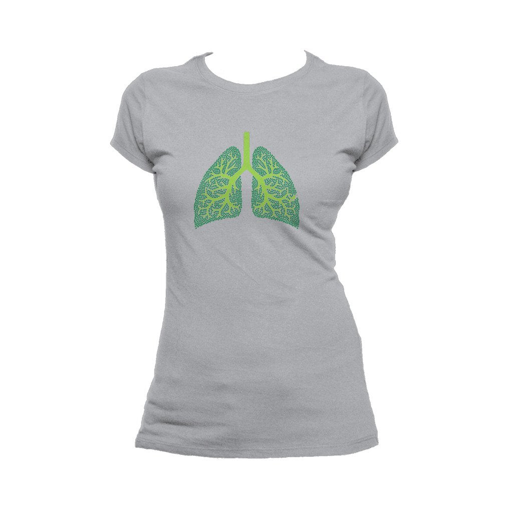I Love Science Trees Are The Lungs Of Earth Official Women's T-shirt (Heather Grey) - Urban Species Ladies Short Sleeved T-Shirt