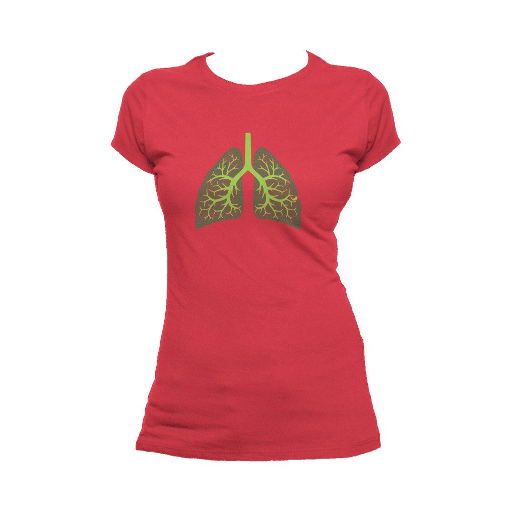 I Love Science Trees Are The Lungs Of Earth Official Women's T-shirt (Red) - Urban Species Ladies Short Sleeved T-Shirt