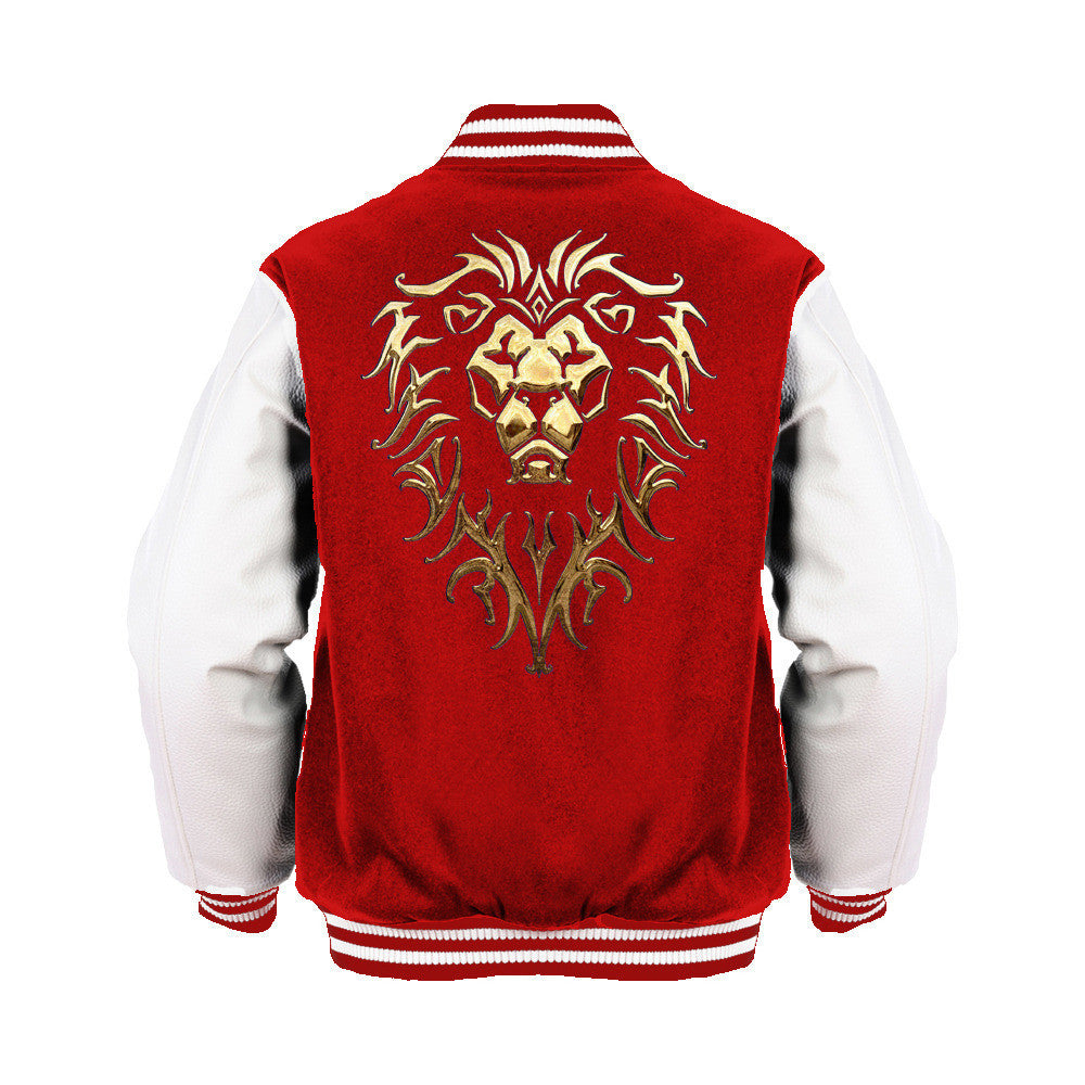 Warcraft Alliance Logo Metallic Official Varsity Jacket (Red) - Urban Species Varsity Jacket