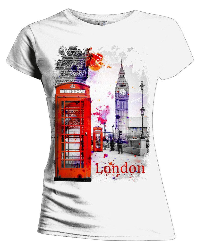 Urban Attitude London Calling Fusion Phone Box Women's T-shirt (White)