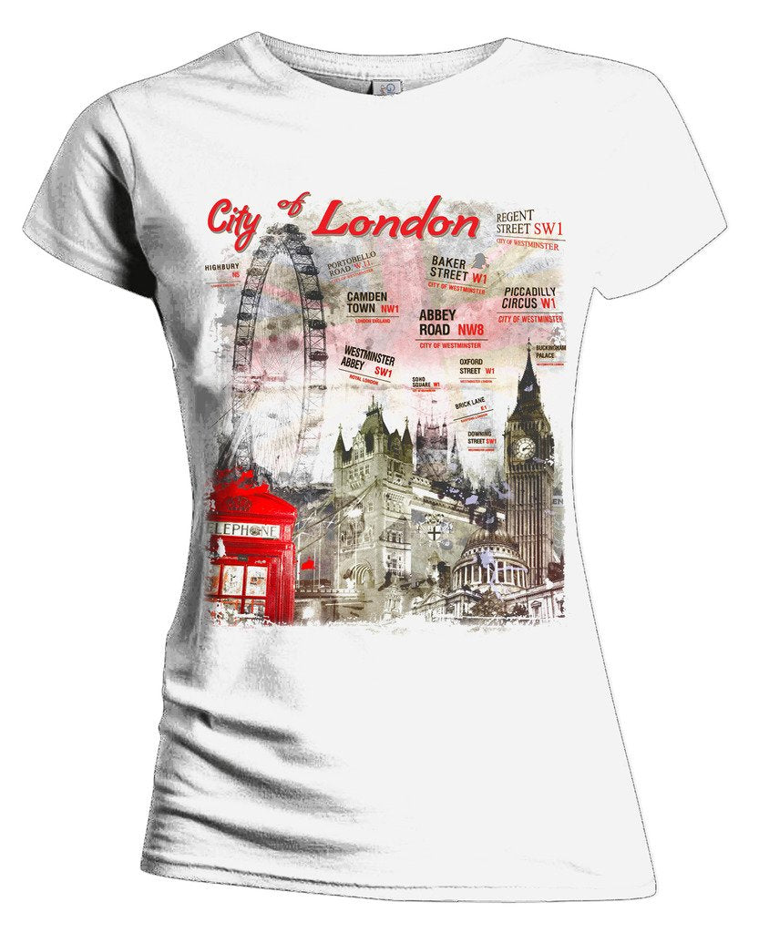 Urban Attitude London Calling Fusion Street Signs Women's T-shirt (White)