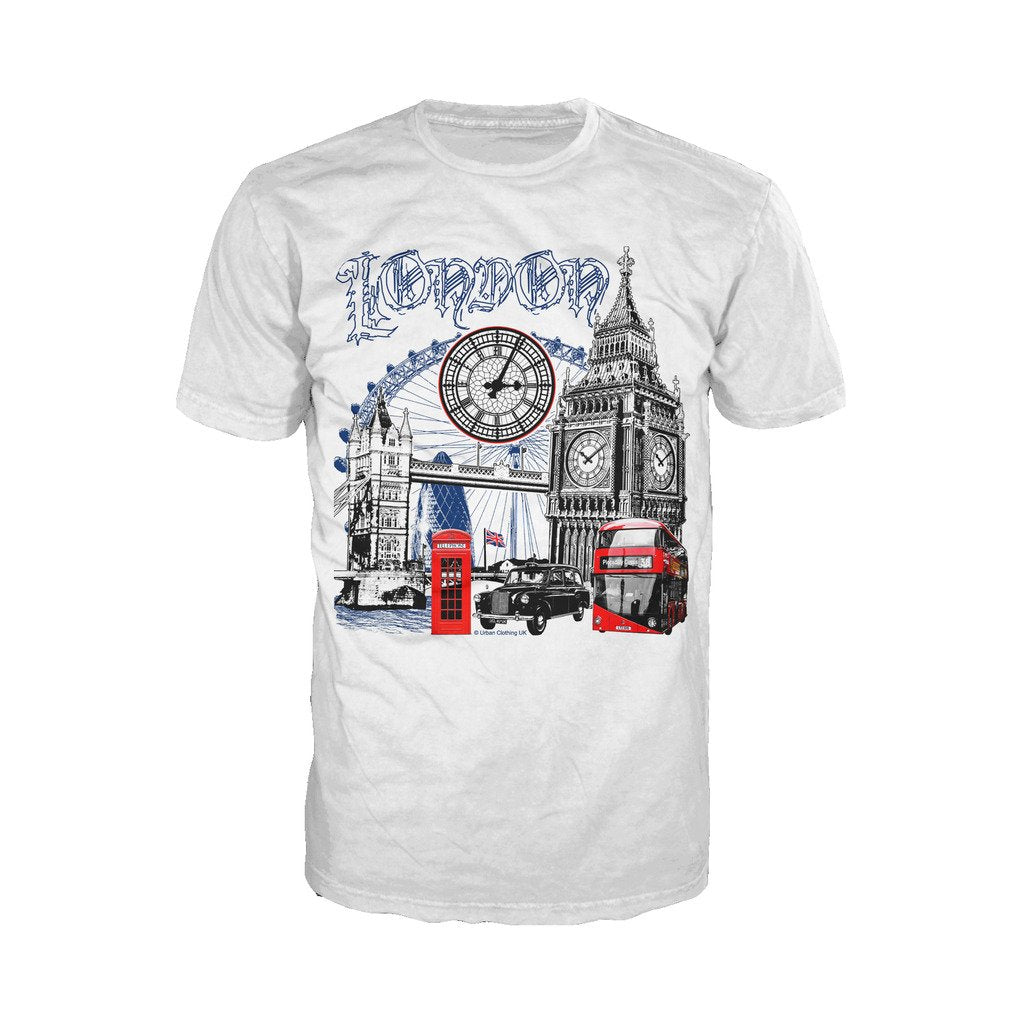 London Technicolour Men's T-shirt (White) - Urban Species Mens Short Sleeved T-Shirt