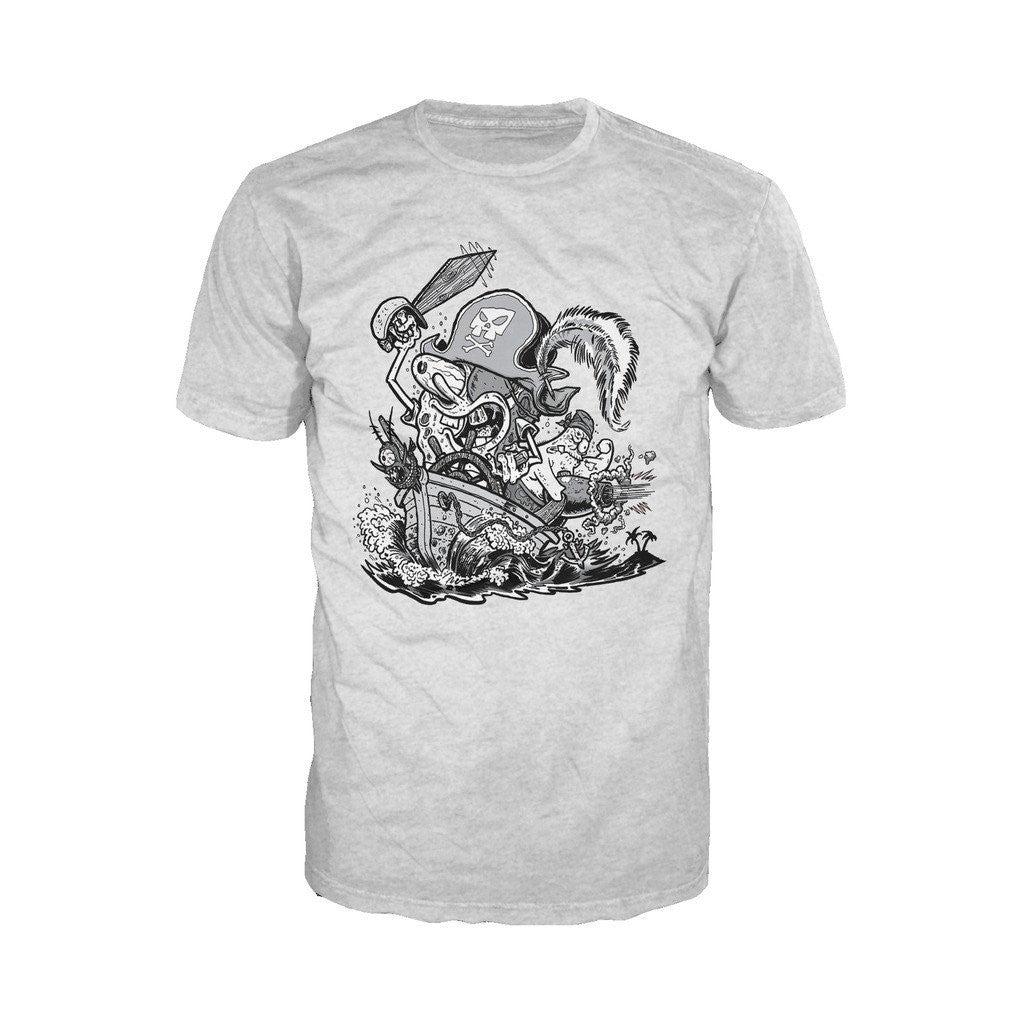 SpongeBob SquarePants Comic Pirate Official Men's T-Shirt (Heather Grey) - Urban Species Mens Short Sleeved T-Shirt
