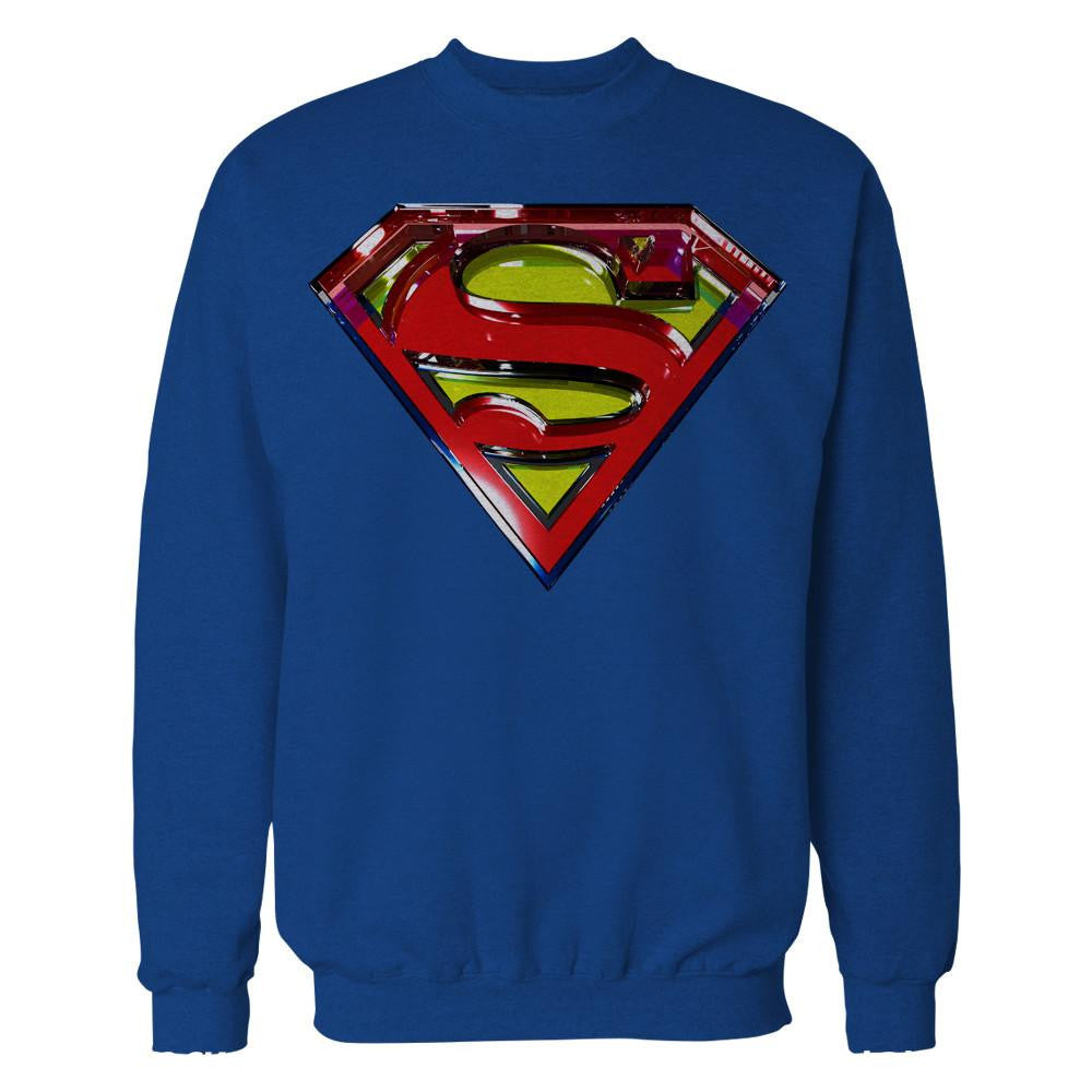 DC Comics Superman Logo Glass Official Sweatshirt Blue - Urban Species