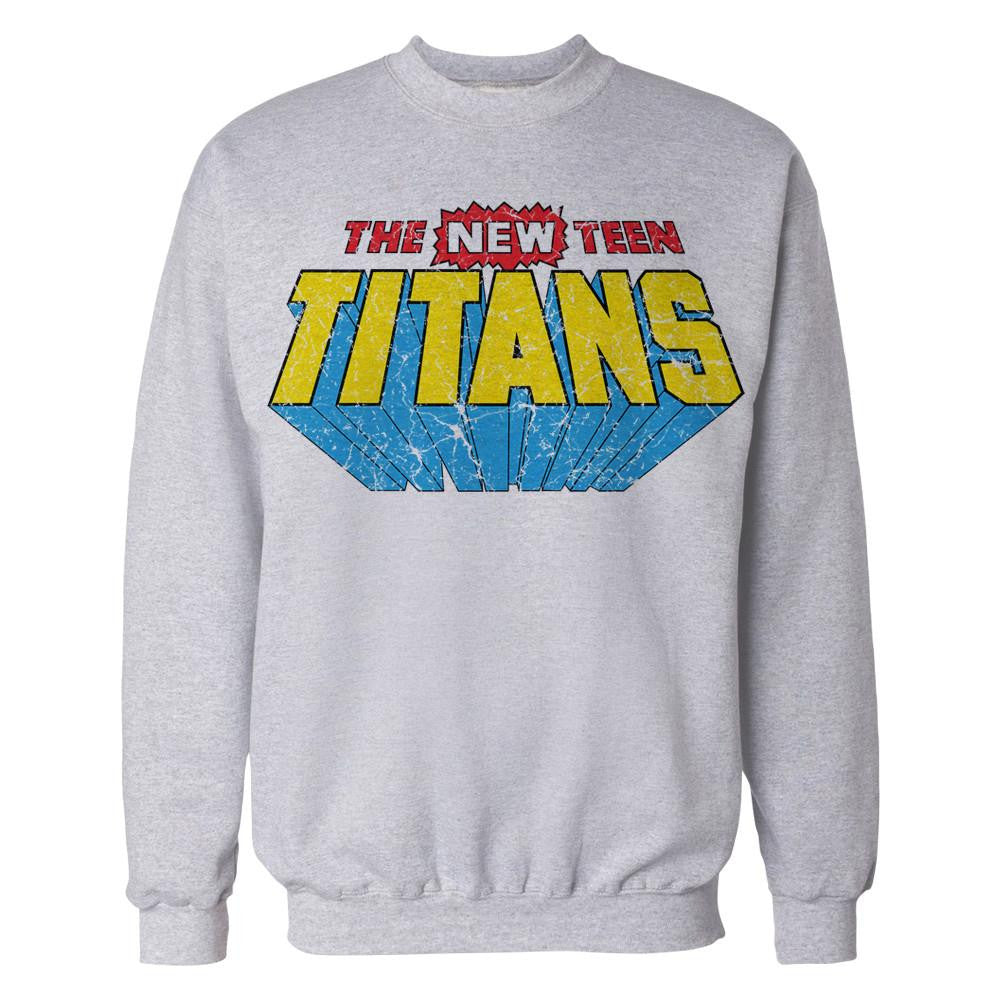 DC Comics New Teen Titans Distressed Logo Official Sweatshirt Sports Grey - Urban Species