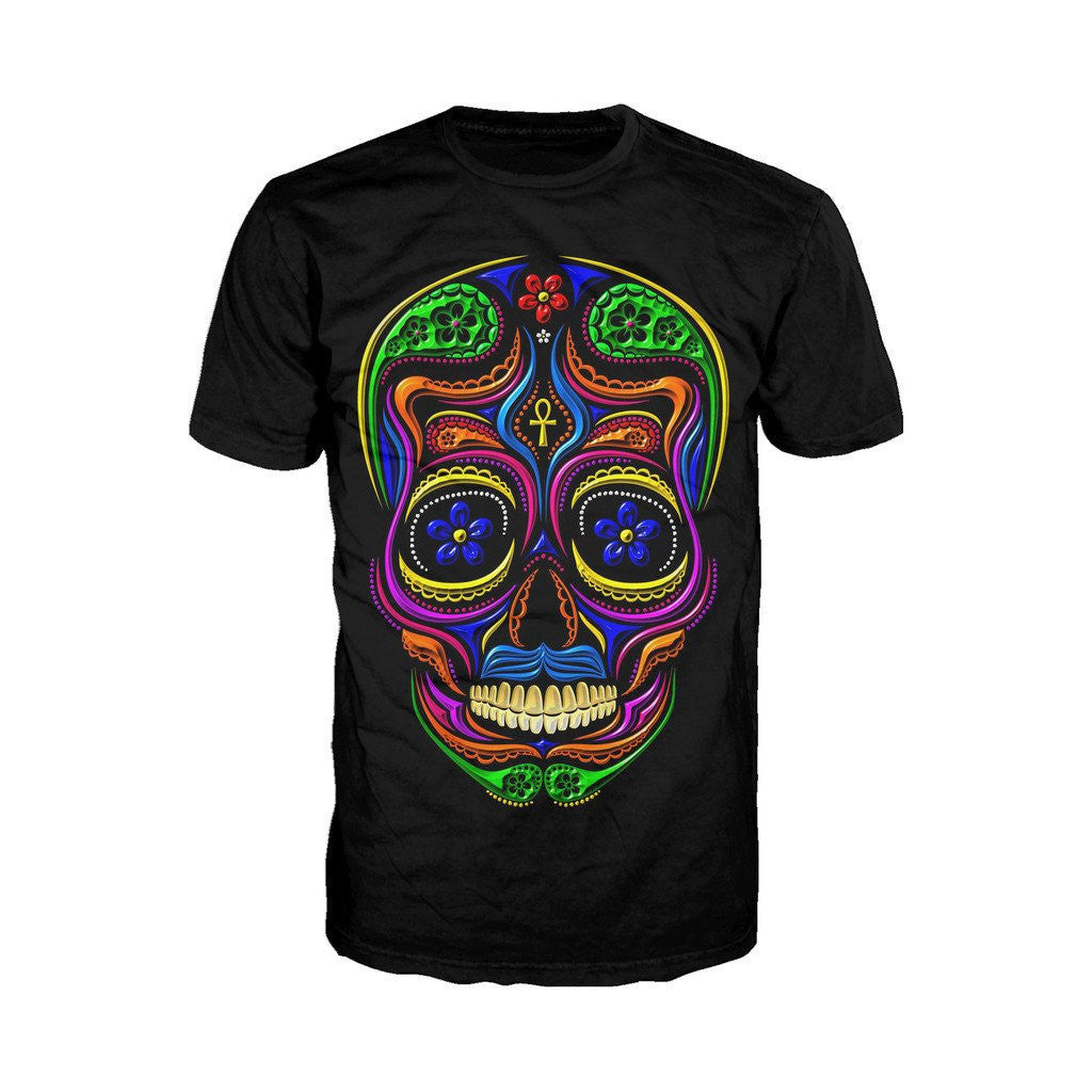 Sugar Skull Mexican Skull Men's T-shirt (Black) - Urban Species Mens Short Sleeved T-Shirt