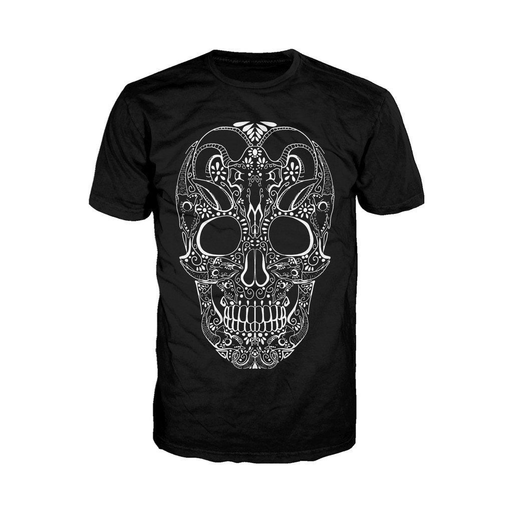 Sugar Skull Tattoo Skull Men's T-shirt (Black) - Urban Species Mens Short Sleeved T-Shirt